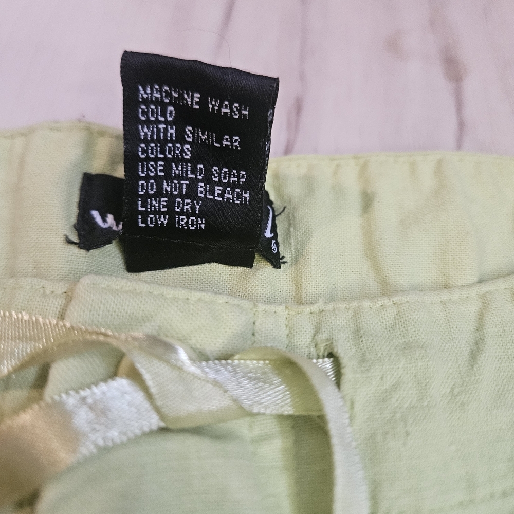 Wet Seal Vintage Y2K Linen Blend Wide Leg Drawstring Pants Light Green Juniors-3 - Picture 7 of 9